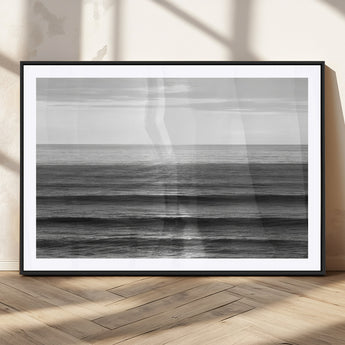 47305203-MGV-CV-36X24-Monochrome Ocean Wall Art Canvas Print, Framed Moody Ocean Art Picture Print, Calm Ocean Perfect Minimalist Coastal Decor Artwork