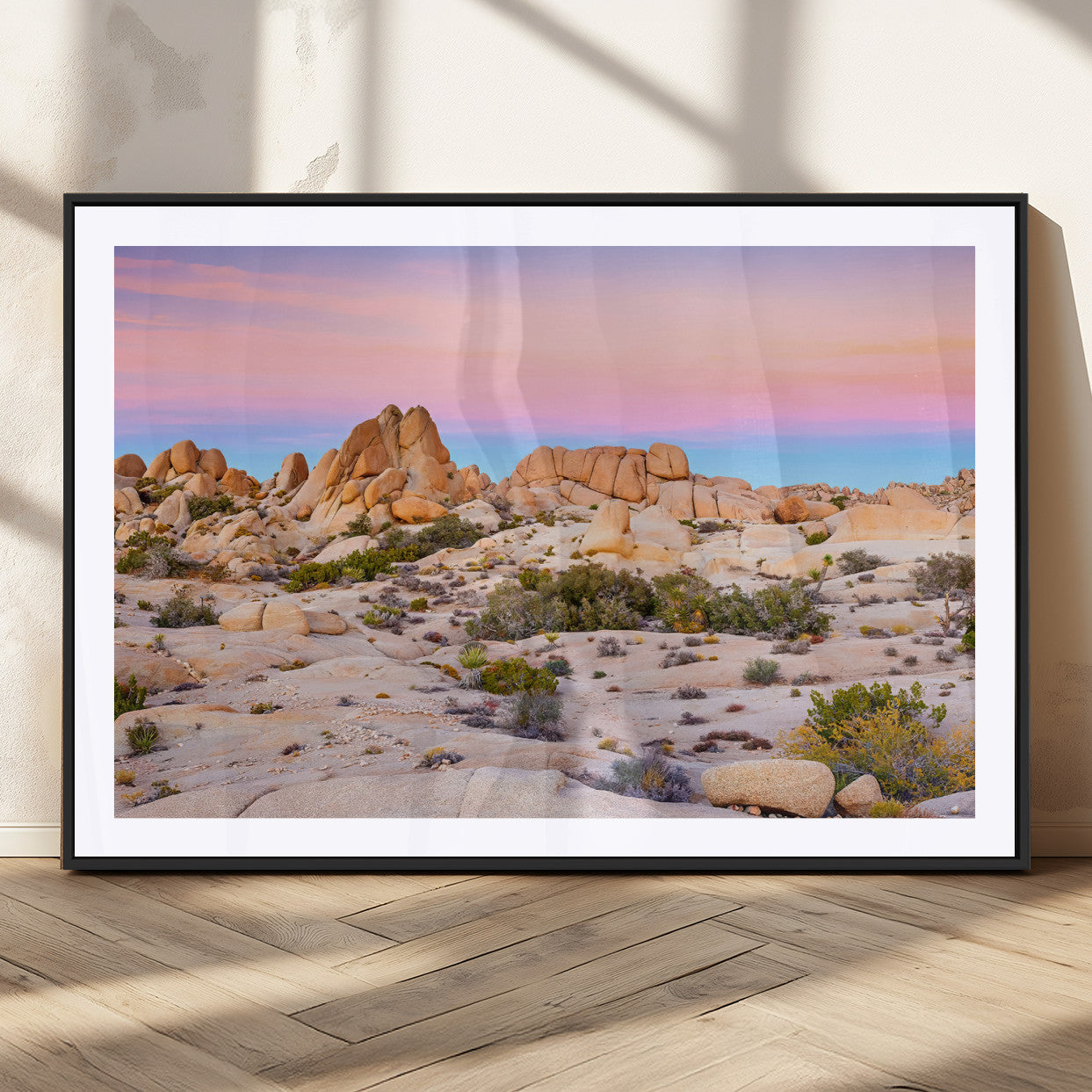96167137-MGC-FP-36x24_Black-Vibrant Sunset Sky Wall Art Canvas Print, Framed Joshua Tree Art Picture Print, Rugged Terrain Perfect Southwestern Boho Decor