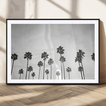 62298277-MGC-FP-36x24_Black-Monochrome Palms Wall Art Canvas Print, Framed Minimalist Trees Art Picture Print, Silhouetted Palms Perfect Tropical Minimalist