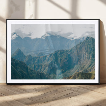 79393816-MGC-FP-36x24_Black-Misty Mountain Wall Art Canvas Print, Framed Cloudy Andean Art Picture Print, Rugged Mountain Perfect Rustic Nature Decor Artwork