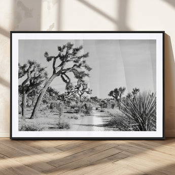 88164251-MGC-FP-36x24_Black-Joshua Tree Wall Art Canvas Print, Framed Desert Path Art Picture Print, Monochrome Desert Perfect Minimalist Desert Decor Artwork