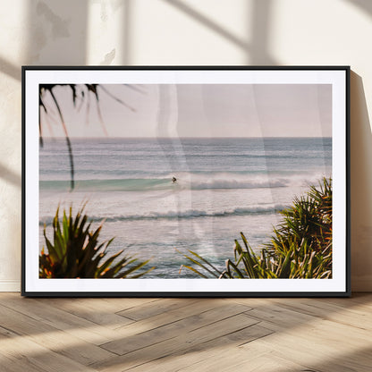 23287092-MGC-FP-36x24_Black-Ocean Surfer Wall Art Canvas Print, Framed Coastal Surf Art Picture Print, Tropical Beach Perfect Tropical Coastal Decor Artwork
