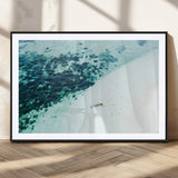 33764764-MGC-FP-36x24_Black-Minimal Beach Wall Art Canvas Print, Framed Ocean Swimming Art Picture Print, Clear Ocean Perfect Minimal Coastal Decor Artwork