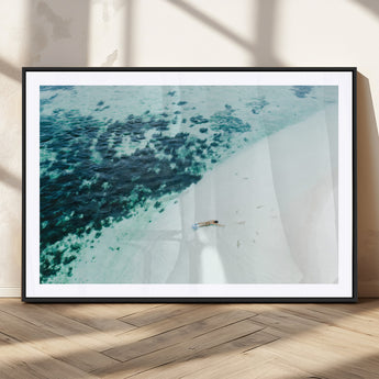33764764-MGC-FP-36x24_Black-Minimal Beach Wall Art Canvas Print, Framed Ocean Swimming Art Picture Print, Clear Ocean Perfect Minimal Coastal Decor Artwork