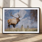 26365841-MGC-FP-36x24_Black-Mountain Elk Art Wall Art Canvas Print, Framed Rustic Wildlife Print Art Picture Print, Lodge Style Decor Perfect Rustic Lodge