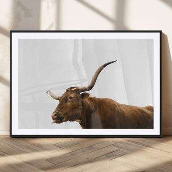 62566114-MGC-FP-36x24_Black-Longhorn Cow Art Wall Art Canvas Print, Framed Rustic Animal Decor Art Picture Print, Texas Bull Photo Perfect Rustic Farmhouse