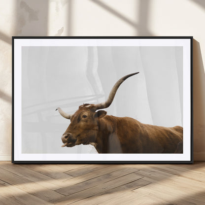 62566114-MGC-FP-36x24_Black-Longhorn Cow Art Wall Art Canvas Print, Framed Rustic Animal Decor Art Picture Print, Texas Bull Photo Perfect Rustic Farmhouse