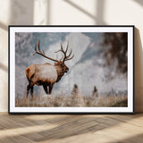 70489411-MGC-FP-36x24_Black-Elk Photography Wall Art Canvas Print, Framed Mountain Wildlife Art Picture Print, Rustic Nature Decor Perfect Rustic Lodge Decor
