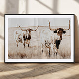 39672786-MGC-FP-36x24_Black-Rustic Cow Scene Wall Art Canvas Print, Framed Farmhouse Style Cattle Art Picture Print, Prairie Animal Duo Perfect Rustic Western