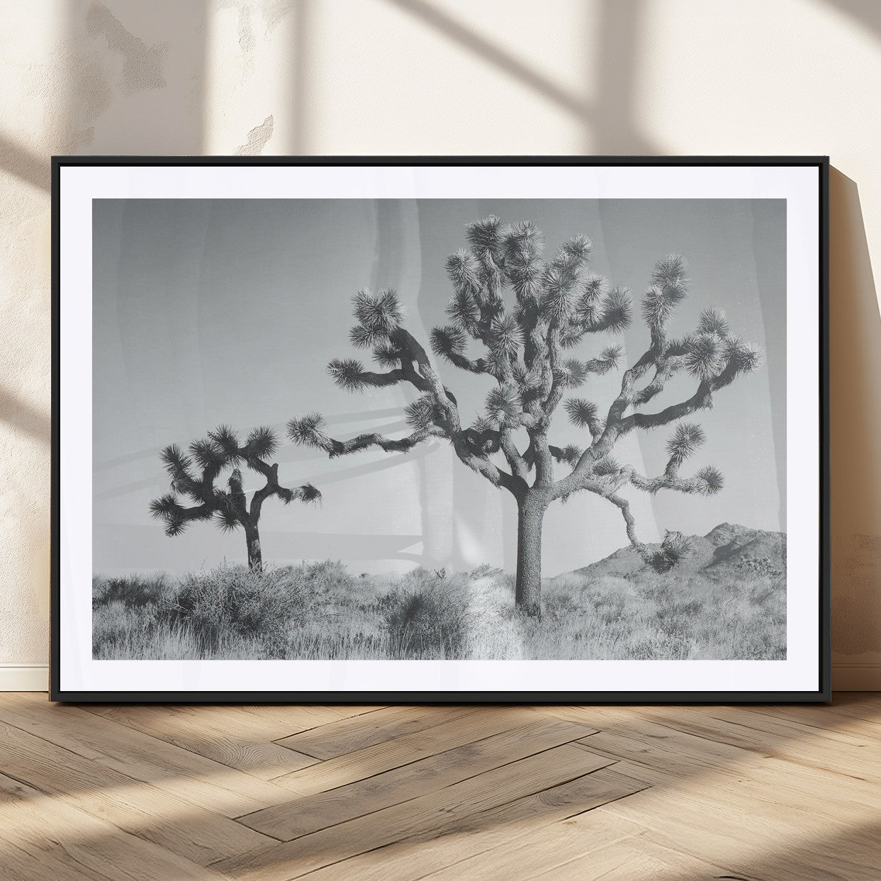 58647785-MGC-FP-36x24_Black-Calm Earthy Aesthetic Wall Art Canvas Print, Framed Arid Terrain Decor Art Picture Print, Joshua Tree Perfect Rustic Minimalist