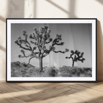 93692513-MGV-CV-36X24-Joshua Tree Wall Art Canvas Print, Framed Monochrome Desert Art Picture Print, Minimalist Nature Scene Perfect Southwestern