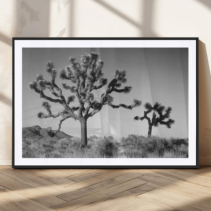 93692513-MGV-CV-36X24-Joshua Tree Wall Art Canvas Print, Framed Monochrome Desert Art Picture Print, Minimalist Nature Scene Perfect Southwestern