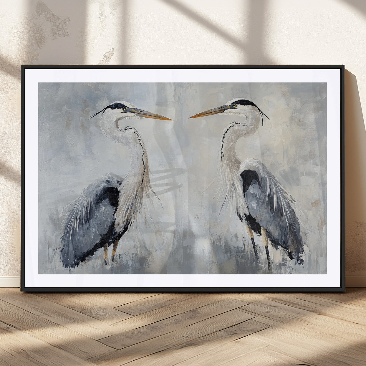 90806932-MGV-CV-36X24-Heron Wall Art Wall Art Canvas Print, Framed Bird Canvas Decor Art Picture Print, Nature Inspired Perfect Coastal Minimalist Decor