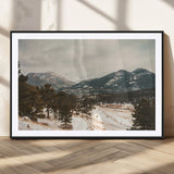 77311749-MGV-CV-36X24-Mountain Landscape Wall Art Canvas Print, Framed Snowy Peaks Art Picture Print, Alpine Aesthetic Perfect Rustic Winter Decor