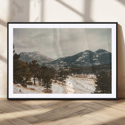 77311749-MGV-CV-36X24-Mountain Landscape Wall Art Canvas Print, Framed Snowy Peaks Art Picture Print, Alpine Aesthetic Perfect Rustic Winter Decor