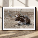 76549210-MGC-FP-36x24_Black-Texas Longhorn Wall Art Canvas Print, Framed Country Living Art Picture Print, Farmhouse Aesthetic Perfect Western Rustic Decor