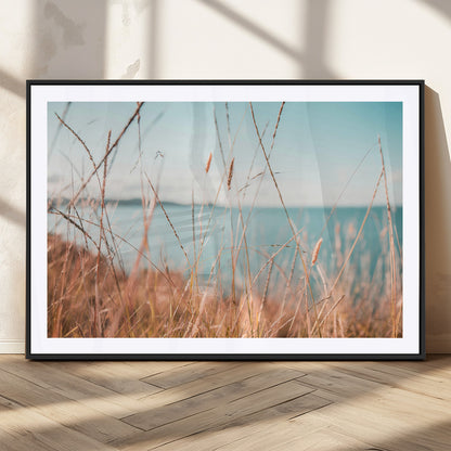 36108696-MGV-CV-36X24-Coastal Grass Wall Art – Serene Ocean View Canvas Print, Beach Nature Photography Decor for Living Room, Bedroom, Office or Modern