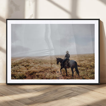 57597730-MGV-CV-36X24-Cowboy Wall Art Wall Art Canvas Print, Framed Western Canvas Art Picture Print, Rustic Ranch Scene Perfect Rustic Western Decor