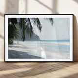 18311030-MGV-CV-36X24-Tropical Beach Wall Art Canvas Print, Framed Serene Ocean Art Picture Print, Palm Tree Shadows Perfect Tropical Coastal Decor