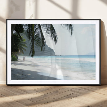18311030-MGV-CV-36X24-Tropical Beach Wall Art Canvas Print, Framed Serene Ocean Art Picture Print, Palm Tree Shadows Perfect Tropical Coastal Decor