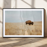 61392510-MGC-FP-36x24_Black-Buffalo Wall Art Wall Art Canvas Print, Framed Western Wildlife Decor Art Picture Print, Rustic Farmhouse Art Perfect Rustic