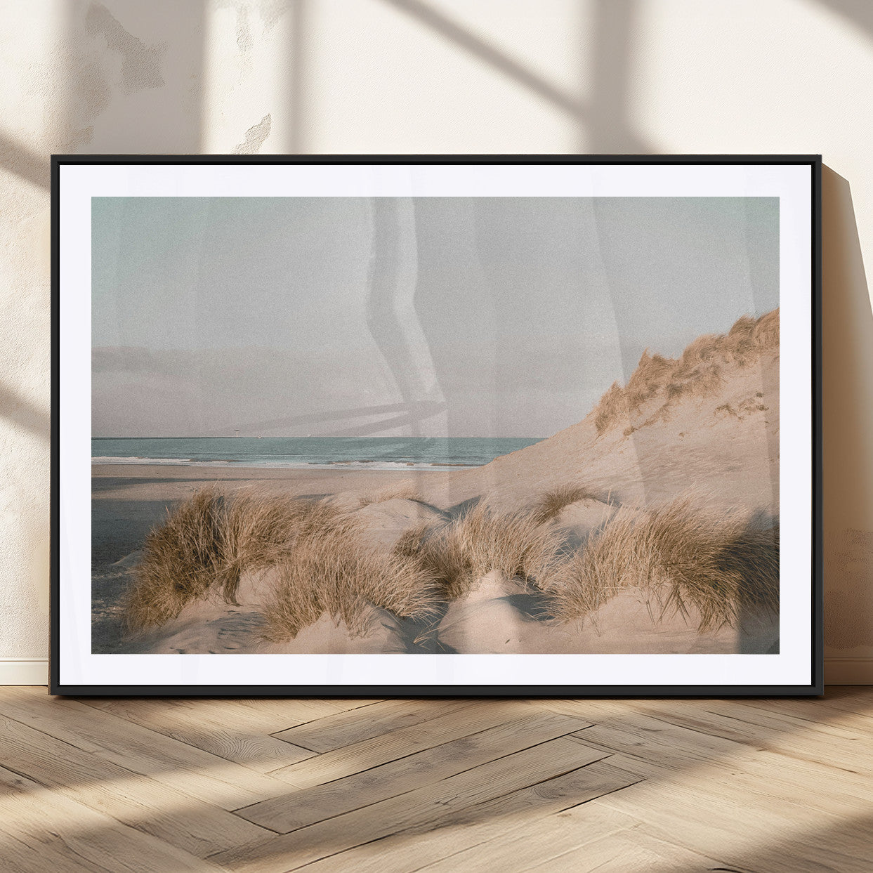 28064037-MGV-CV-36X24-Minimalist Seascape Wall Art Canvas Print, Framed Neutral Beach Print Art Picture Print, Sand Dune Photography Perfect