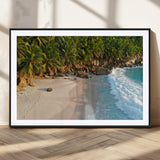 82312665-MGV-CV-36X24-Tropical Beach Wall Art Canvas Print, Framed Ocean Waves Art Picture Print, Palm Trees Perfect Coastal Minimalist Decor Artwork