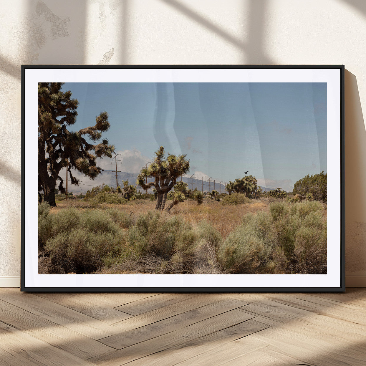 16114018-MGV-CV-36X24-Joshua Tree Wall Art Canvas Print, Framed Desert Landscape Art Picture Print, Mountain Horizon Perfect Southwestern Boho Decor