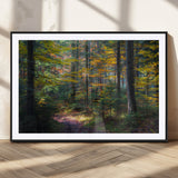 65810864-MGC-FP-36x24_Black-Autumn Forest Wall Art Canvas Print, Framed Fall Woodland Art Picture Print, Golden Leaves Perfect Rustic Farmhouse Decor Artwork