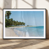 37858872-MGC-FP-36x24_Black-Palm Tree Coast Wall Art Canvas Print, Framed Island Getaway Art Picture Print, Crystal Blue Water Perfect Tropical Coastal Decor