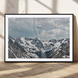 94074619-MGV-CV-36X24-Snowy Peaks Wall Art Canvas Print, Framed Alpine Wilderness Art Picture Print, Mountain Escape Perfect Winter Serenity Decor