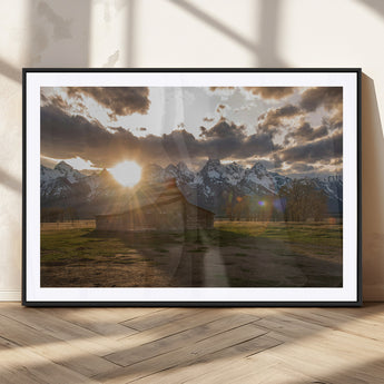 52555760-MGV-CV-36X24-Snowy Peaks Wall Art Canvas Print, Framed Nature Escape Art Picture Print, Rustic Charm Perfect Rustic Western Decor Artwork