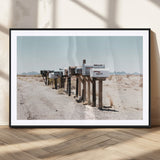 54616109-MGV-CV-36X24-Desert Mailboxes Wall Art – Rustic Rural Roadside Photography Canvas Print, American Southwest Landscape Home Decor for Living