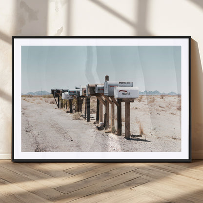 54616109-MGV-CV-36X24-Desert Mailboxes Wall Art – Rustic Rural Roadside Photography Canvas Print, American Southwest Landscape Home Decor for Living