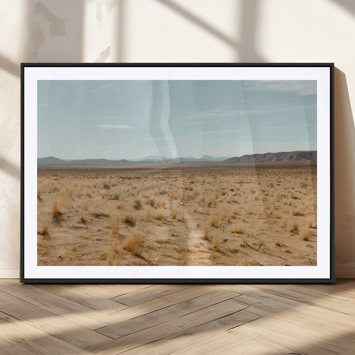 55918919-MGV-CV-36X24-Desert Landscape Wall Art – Golden Grass Plains and Mountain Horizon Canvas Print, Southwest Nature Photography Decor for Living