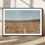 55918919-MGV-CV-36X24-Desert Landscape Wall Art – Golden Grass Plains and Mountain Horizon Canvas Print, Southwest Nature Photography Decor for Living