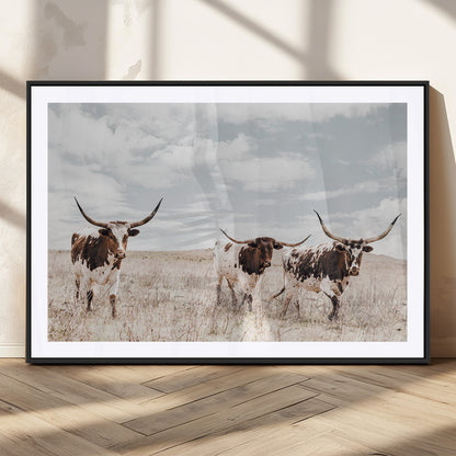 65621083-MGC-FP-36x24_Black-Texas Longhorn Wall Art – Rustic Western Cattle Canvas Print, Southwestern Ranch Photography Decor for Living Room, Office,
