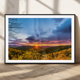 25786346-MGC-FP-36x24_Black-Sunset Over Mountains Wall Art – Nature Landscape Canvas Print, Golden Hour Forest Photography, Scenic Sunrise Artwork for Living