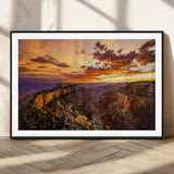 75573843-MGV-CV-36X24-Grand Canyon Sunset Wall Art – Panoramic Canyon Landscape Canvas Print, Dramatic Desert Cliffs Artwork, Nature Inspired Scenic