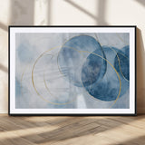 47060443-MGV-CV-36X24-Blue Abstract Circle Wall Art – Modern Gold and Navy Canvas Print, Minimalist Geometric Painting for Living Room, Bedroom, Office