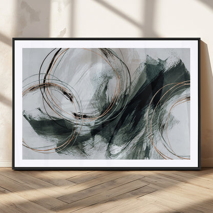 86583265-SEG-FC-90X60_Oversize_Oversize-Black and Gray Abstract Wall Art – Modern Copper Circle Canvas Print, Contemporary Minimalist Painting for Living Room, Bedroom,