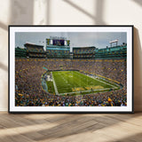 96617112-MGC-FP-36x24_Black-Lambeau Field Wall Art – Green Bay Packers NFL Football Stadium Canvas Print – Game Day Crowd Sports Decor for Man Cave, Bar, or