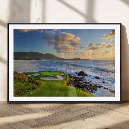 50107048-MGC-FP-36x24_Black-Golf Course Wall Art – Coastal Ocean View Canvas Print, Scenic Fairway Landscape Decor for Office, Man Cave, Bedroom, or Living