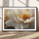 29539087-MGC-FP-36x24_Black-Floral Wall Art – Elegant White and Gold Bloom Canvas Print, Romantic Modern Flower Artwork for Bedroom, Living Room, or Office