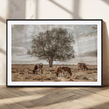 87590224-MGC-FP-36x24_Black-Longhorn Cattle Wall Art – Rustic Western Landscape Canvas Print, Texas Farmhouse Prairie Scene for Living Room, Office, or Ranch