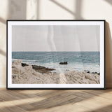 25481980-MGV-CV-36X24-Ocean Coastal Wall Art – Rocky Shoreline and Waves Canvas Print, Serene Beach Landscape Decor for Living Room, Bedroom, or Office