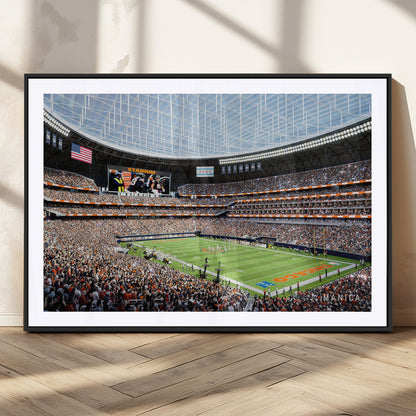 32530647-MGC-FP-36x24_Black-Chicago Bears Stadium Wall Art – Futuristic Dome Arena Canvas Print, Modern Football Concept Design Decor for Man Cave, Bar, or