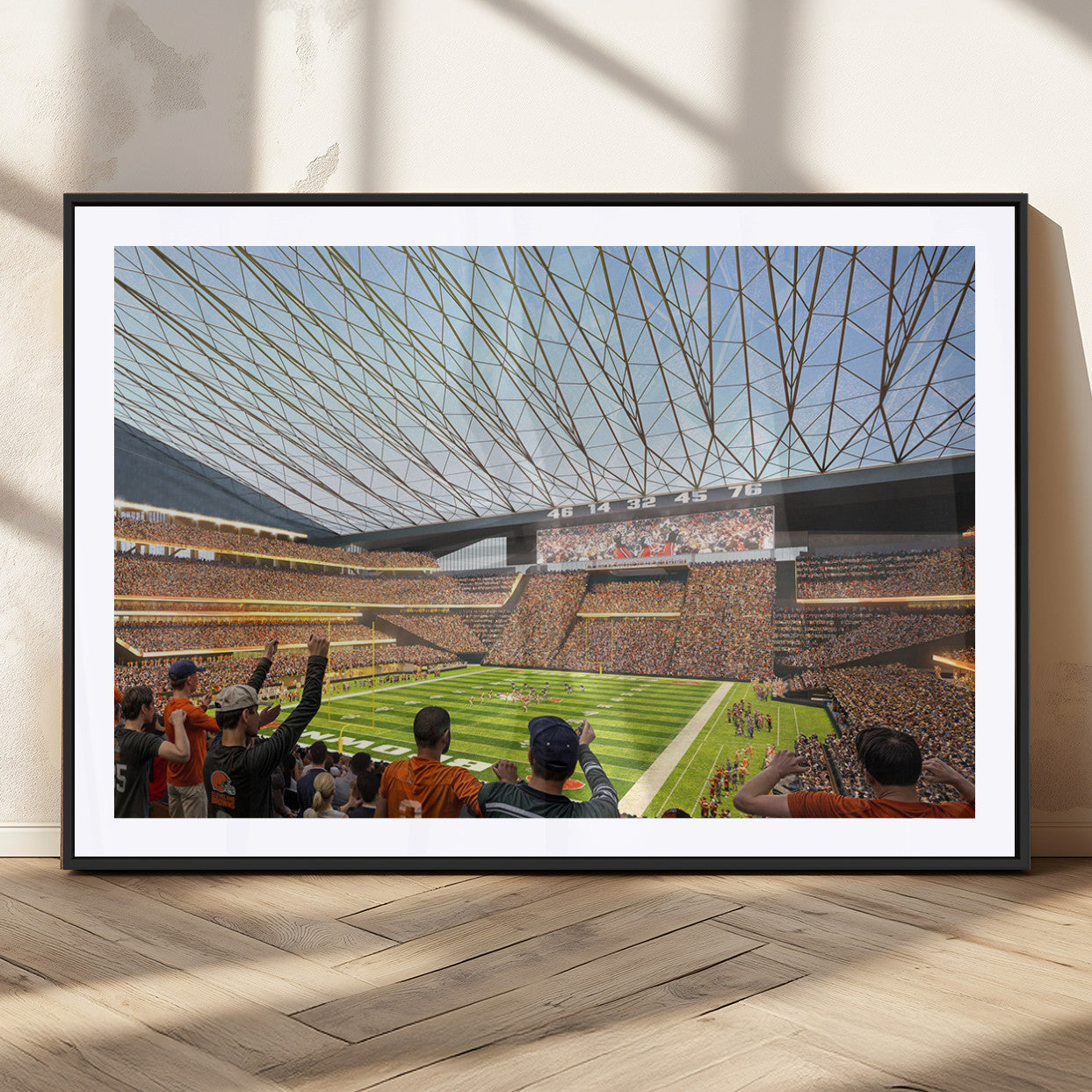 81960112-MGC-FP-36x24_Black-Futuristic Football Stadium Wall Art – Modern Dome Arena Canvas Print, Chicago Bears Concept Design Sports Decor for Man Cave or