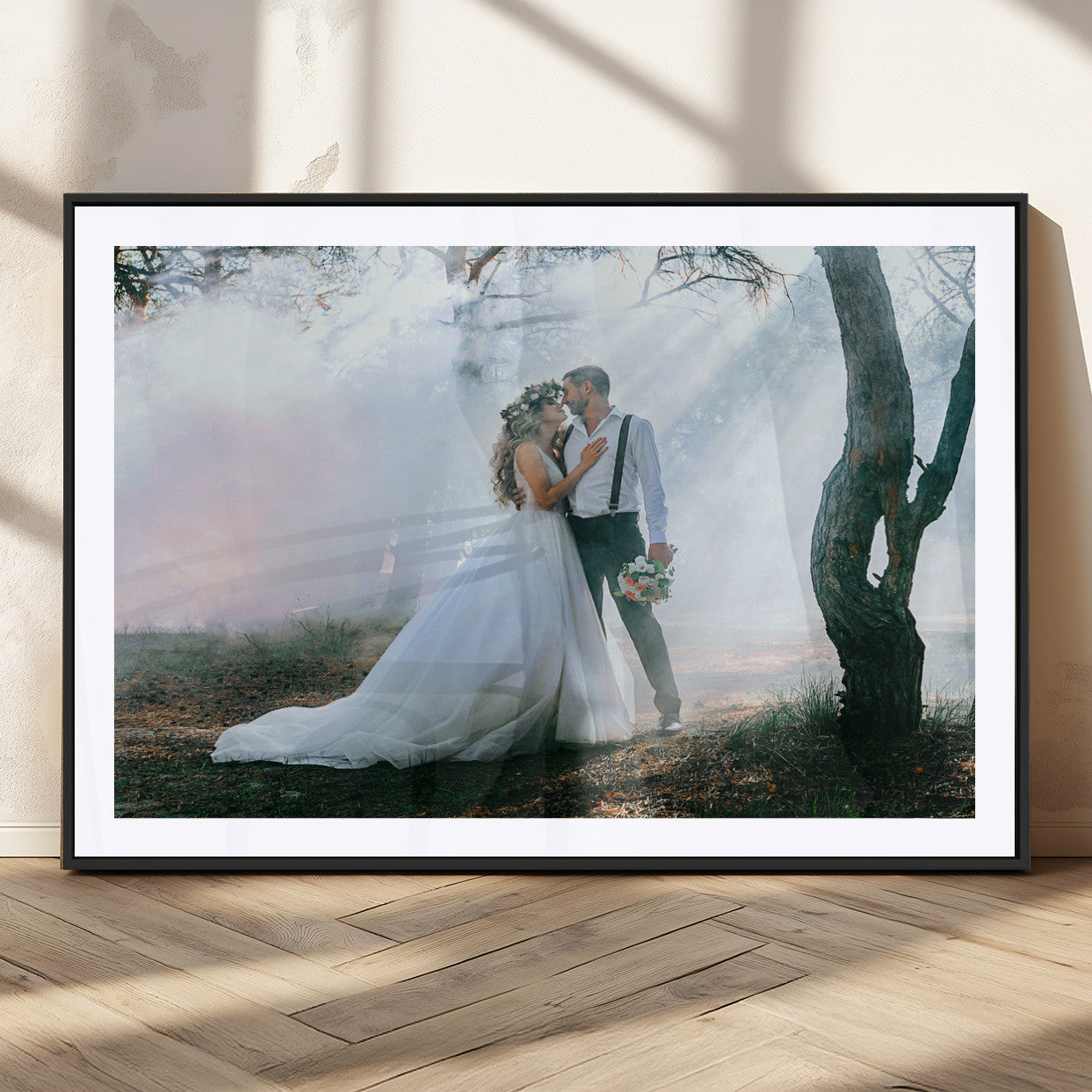 CSTM913-MGC-FP-36x24_Black-Framed Wedding Canvas Print - Custom Wall Art Keepsake for Couples, Elegant Home Decoration Gift, Create Your Own Photo Canvas