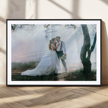 CSTM913-MGC-FP-36x24_Black-Framed Wedding Canvas Print - Custom Wall Art Keepsake for Couples, Elegant Home Decoration Gift, Create Your Own Photo Canvas